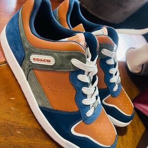 Coach Men's Tan and Blue Sneakers